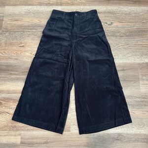 Uniqlo Navy Blue Corduroy Wide-Leg Culottes Pants 100% Cotton Size 2